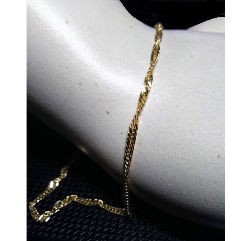 Solid 10k Yellow Gold Italy Diamond Cut Singapore Chain Bracelet 8"